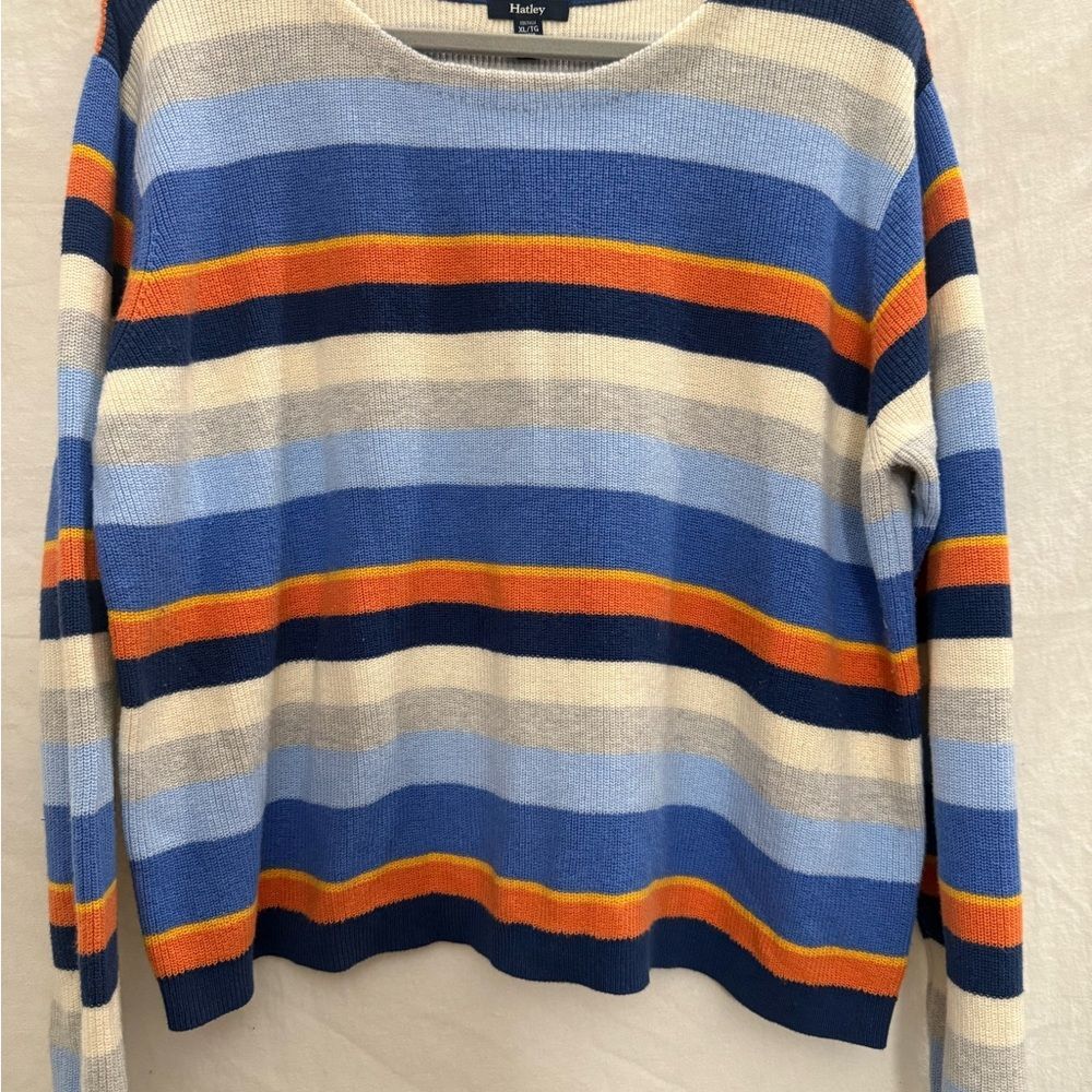 NWOT Hatley Cotton Cashmere Striped Sweater Women XL Coastal Prep Super Soft.